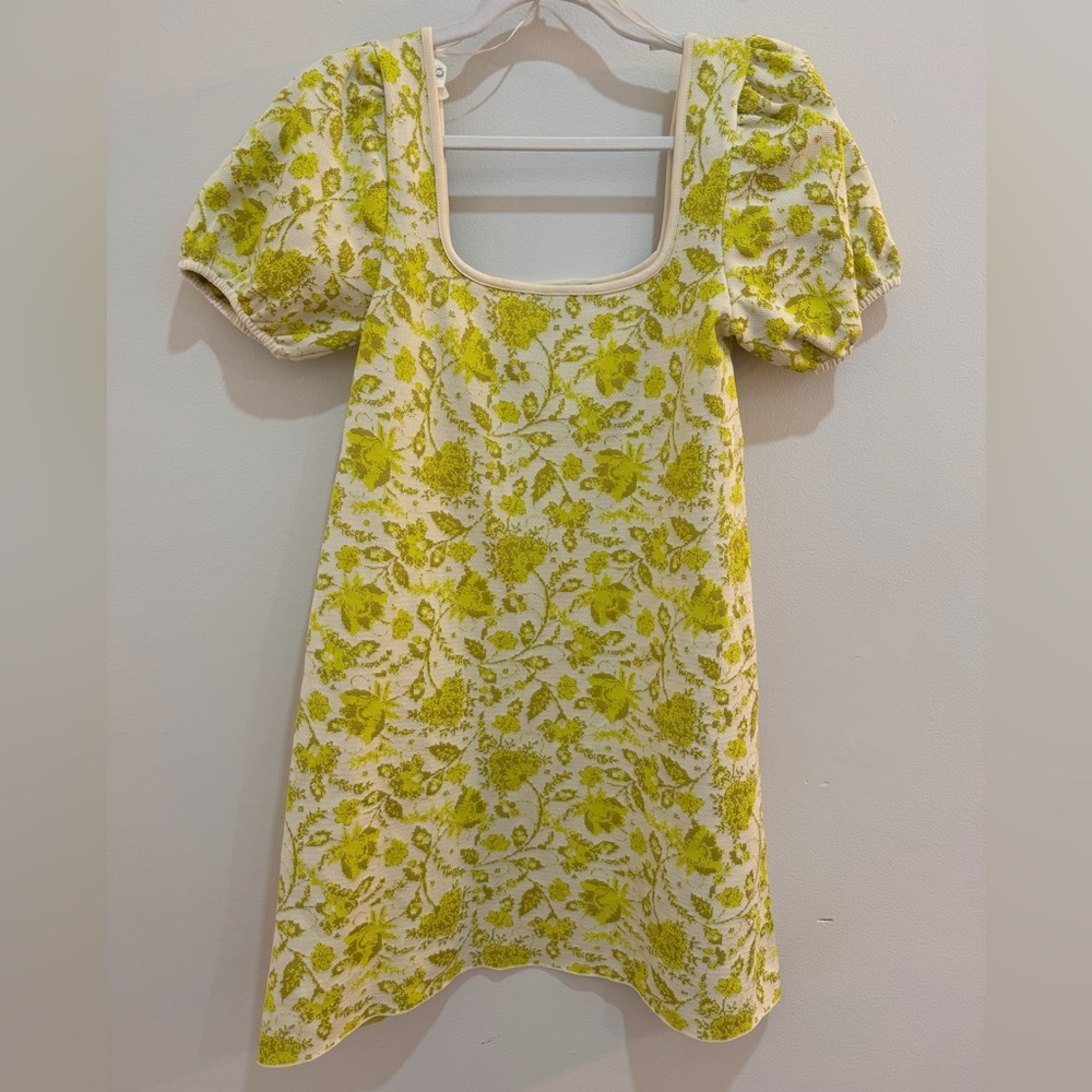 Zara Yellow Green Floral Mini Dress